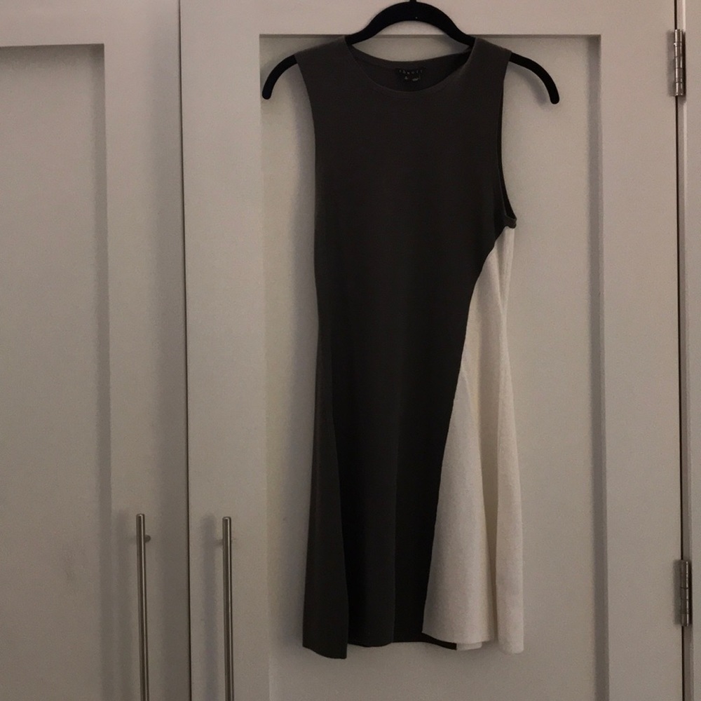 Theory green and white A-line dress